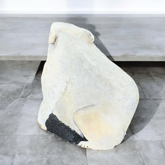 Hand Painted Folk Art Stone Paperweight Figurine Polar Bear Heavy Signed Lejman - Picture 2 of 15